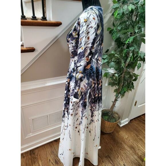 Ann Ahhariri Women Multicolor Polyester Round Neck Long Sleeve Maxi Dress Size 8 - Picture 6 of 11